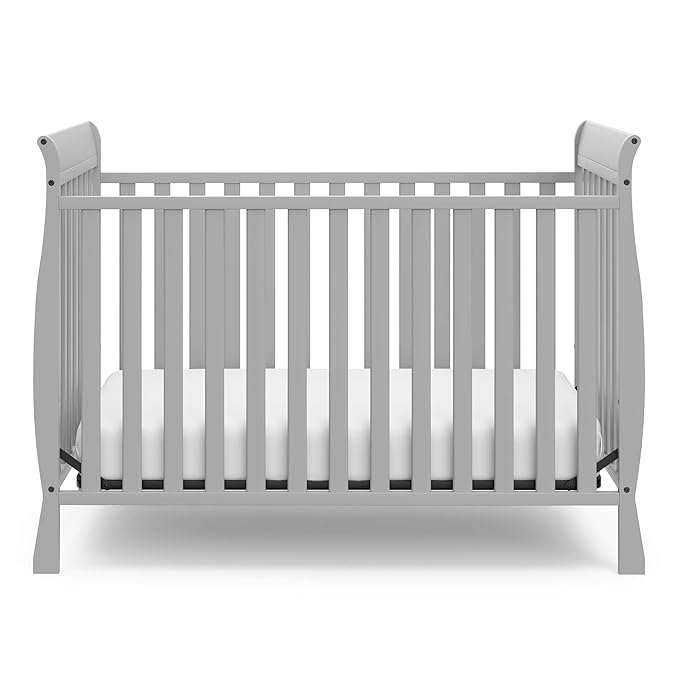 Storkcraft Maxwell Convertible Crib (Pebble Gray) – GREENGUARD Gold Certified, Converts to Toddler Bed and Daybed, Fits Standard Full-Size Crib Mattress, Classic Crib with Traditional Sleigh Design - LeafyLoom