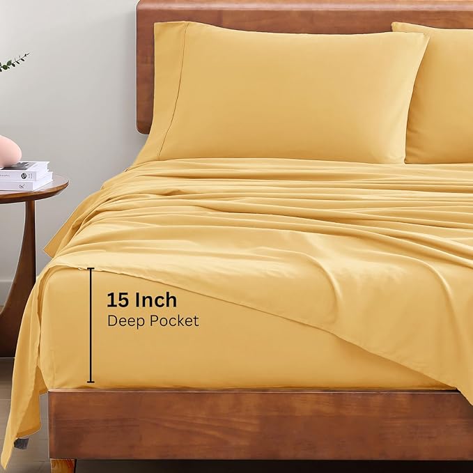 LANE LINEN 100% Organic Cotton Twin XL Sheets Set, 3-Piece Pure Organic Cotton Percale Sheets, Cotton Bedsheets, Ultra Soft Bedding Sheets, Breathable, Fits Mattress Upto 15" Deep - Cocoon - LeafyLoom