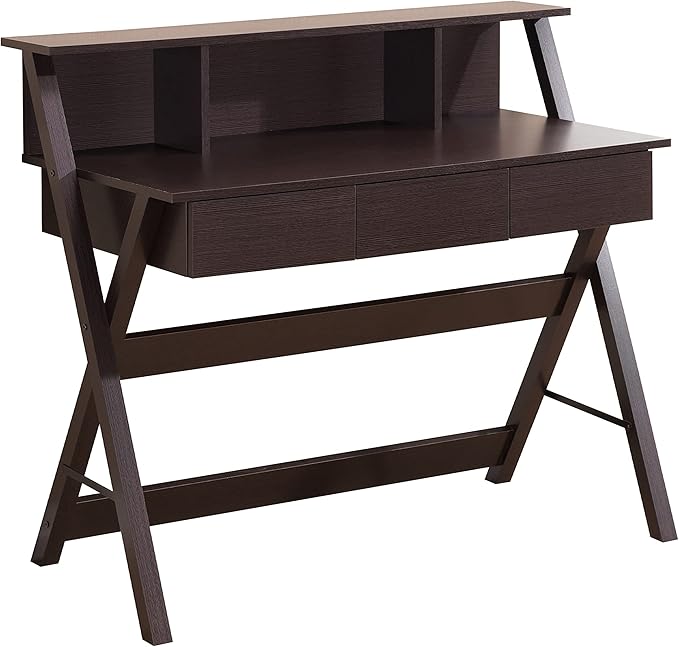 NicBex Laik-DW-00040-DX Desks, 43.25" W x 21.75" D x 38" H, Brown - LeafyLoom