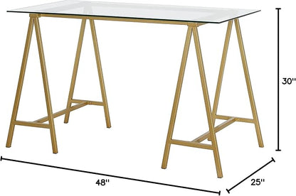 Tulsa Rectangular 48" Wide Desk in Brass - LeafyLoom