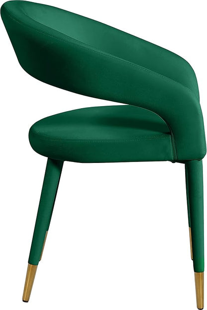 Meridian Furniture Destiny Collection Modern | Contemporary Velvet Upholstered Rounded Back Dining Chair, 23" W x 23" D x 31.5" H, Green - LeafyLoom