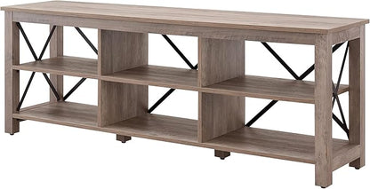 Henn&Hart Rectangular TV Stand for TV's up to 80" in Gray Oak, Electric Fireplace TV Stands for the Living Room - LeafyLoom