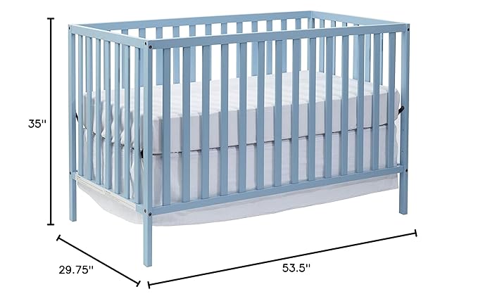 Suite Bebe Palmer 3 in 1 Convertible Crib - Quick Ship, Baby Blue - LeafyLoom