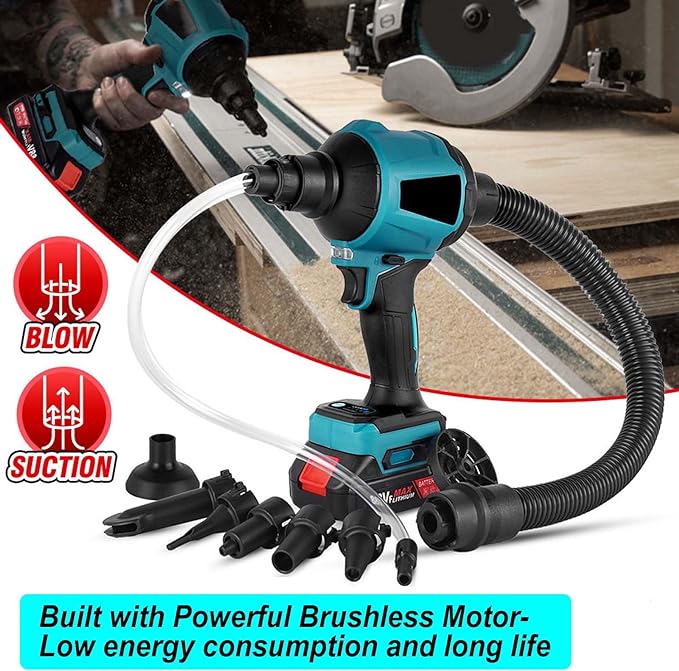 Cordless Dust Blower for Makita 18V Battery, 50000RPM Brushless Motor High Volume Compressed Air Duster for Computer Keyboard, Garage, Sawmill Room, Camping BBQ, Wood Workshop Cleaning(Tool Only) - LeafyLoom