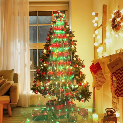 PUHONG Christmas Decoration Outdoor Star String Lights,320 LED Christmas Lights[8 Modes & Waterproof], Lighted Christmas Star for Halloween Xmas New Year Holiday (IronStar-Red+Green) PUHONG