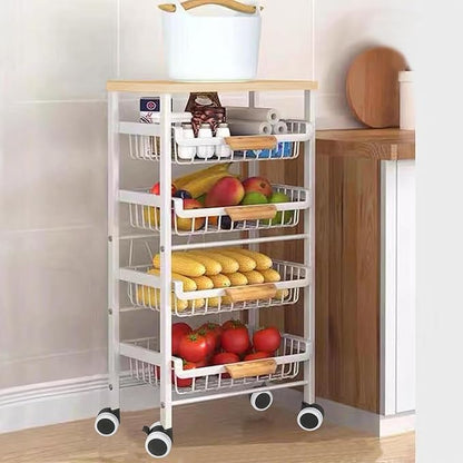 Pull-Out Kitchen Storage Cart 5 Tier Kitchen Fruit Cart on Wheels,Fruit Basket for Kitchen,Bedroom Kitchen Organizer and Storage Rack, Potato Onion Vegetable Storage (White) - LeafyLoom