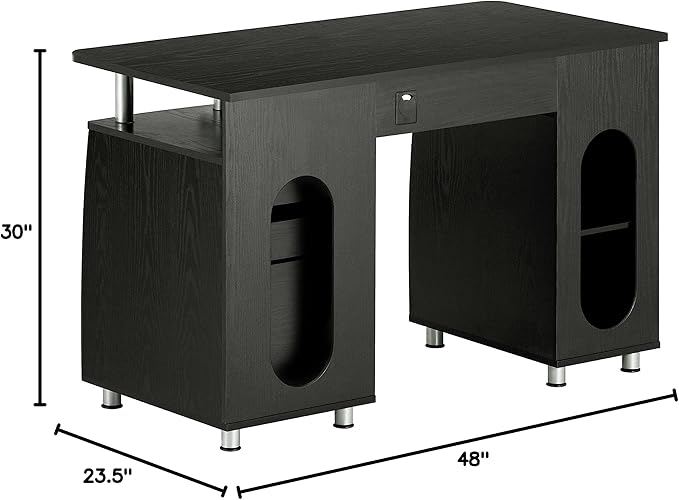 Techni Mobili 47.25" Ergonomic Computer Drawers & File Cabinet for Home Office Storage, Espresso Writing Desk, ONE SIZE - LeafyLoom