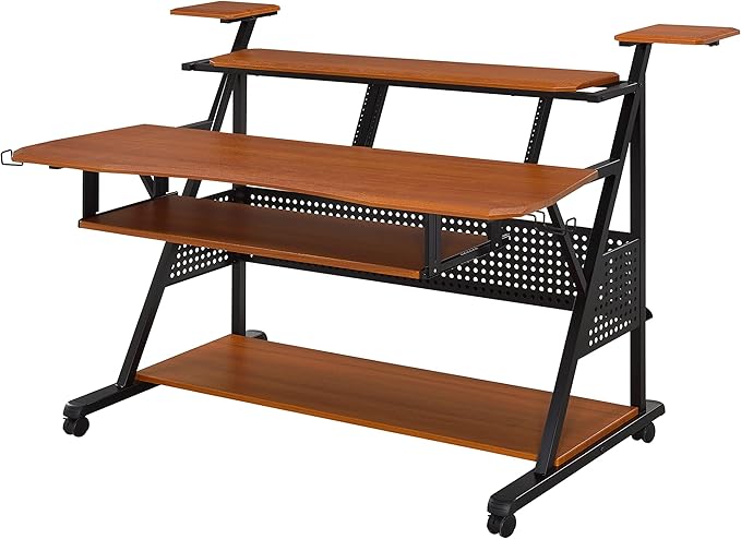 NicBex Laik-DW-00056-DX Desks, 67" W x 38" D x 42" H, Cherry - LeafyLoom