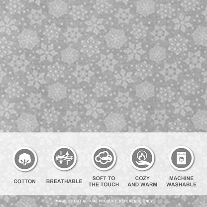 Comfort Spaces Cotton Flannel Breathable Warm Deep Pocket Sheets with Pillow Case Bedding, Cal King, Grey Snowflakes 4 Piece - LeafyLoom