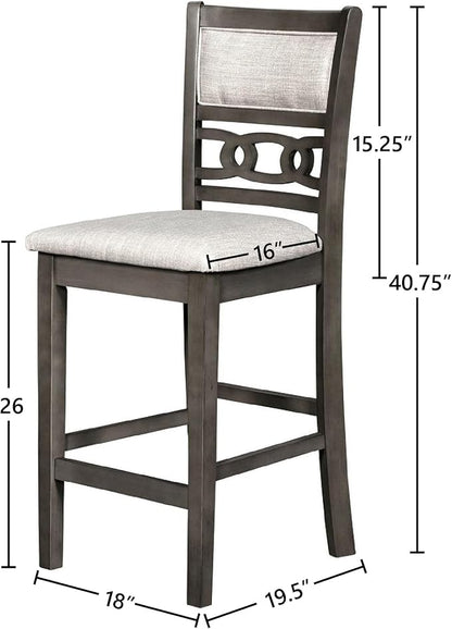 New Classic Furniture Gia Counter Dining Chair (Set of Four), Light Gray Fabric Upholstered Seat & Back Rest, Gray - LeafyLoom