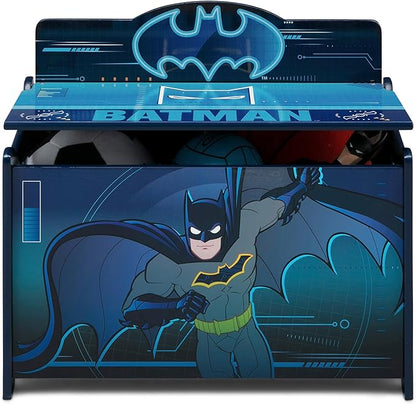 Batman Deluxe Toy Box by Delta Children Greenguard Gold Certified, Black/Blue - LeafyLoom