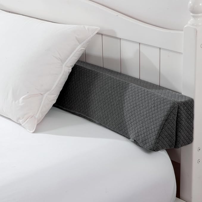 HOMBYS Wedge Pillow Headboard for Bed Gap,Foldable Bed Wedge Gap Filler Queen Size,Matterss Gap Filler,Multi Functional Bed Crack Pillow, Fill The Gap (0-7") Between Your Headboard and Mattress,Grey - LeafyLoom