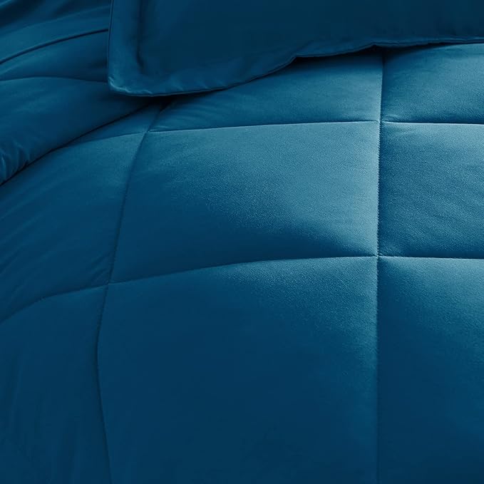 CozyLux Queen Bed in a Bag 7-Pieces Comforter Sets with Comforter and Sheets Teal All Season Bedding Sets with Comforter, Pillow Shams, Flat Sheet, Fitted Sheet and Pillowcases - LeafyLoom