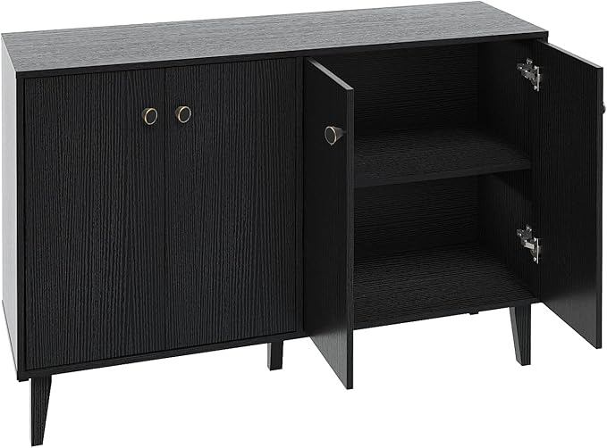 Buffet Cabinet with Storage,Kitchen Sideboard Buffet with 4 Doors Console Table,Modern Sideboard for Dinning Room,Living Room(Black) - LeafyLoom