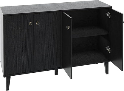 Buffet Cabinet with Storage,Kitchen Sideboard Buffet with 4 Doors Console Table,Modern Sideboard for Dinning Room,Living Room(Black) - LeafyLoom