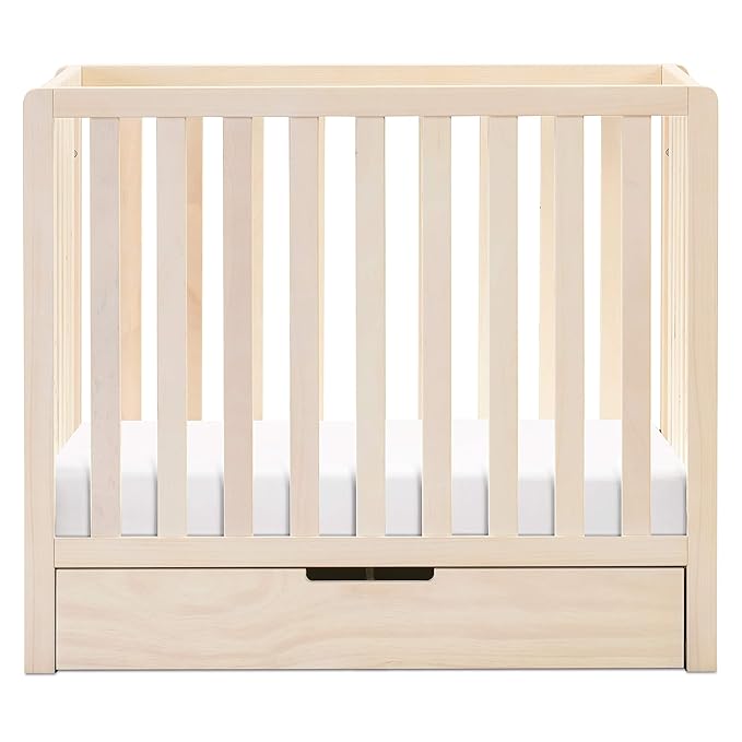 Carter's by DaVinci Colby 4-in-1 Convertible Mini Crib with Trundle Drawer in Washed Natural, Greenguard Gold Certified, Undercrib Storage - LeafyLoom