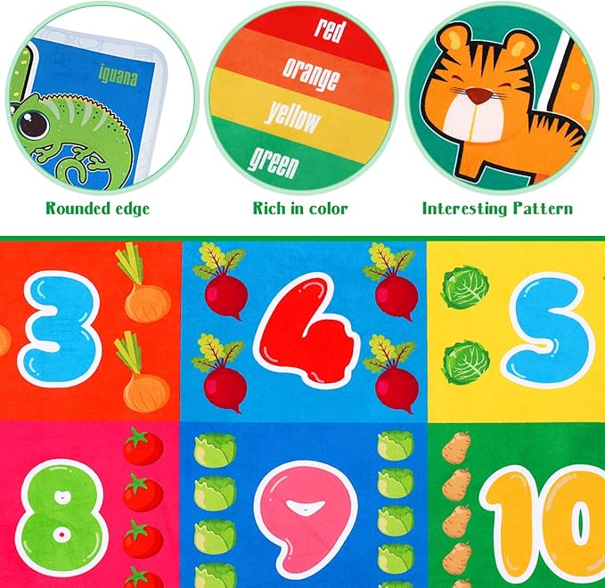 Playtime Collection ABC, Numbers and Shapes Educational Area Rug Soft Toddlers Kids Play Rug Mat Learning Mat for Classroom Bedrooms 78x59 Inch - LeafyLoom