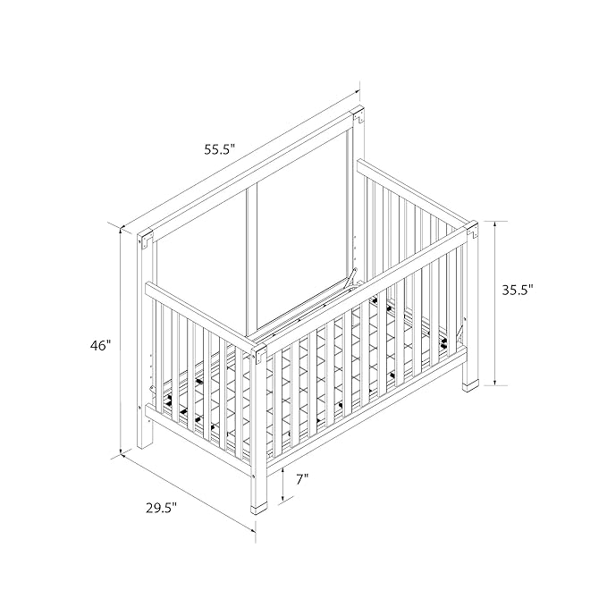 Baby Relax Miles 5-in-1 Convertible Crib, Solid Pine Wood, Black - LeafyLoom