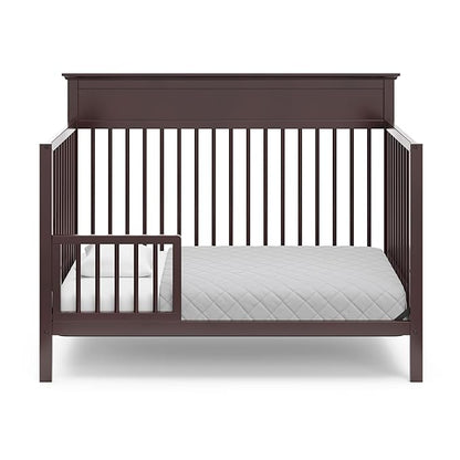 Storkcraft Carmel 5-in-1 Convertible Crib (Espresso) - GREENGUARD Gold Certified, Converts to Toddler Bed & Full-Size Bed, Fits Standard Full-Size Crib Mattress, 4 Adjustable Mattress Heights - LeafyLoom