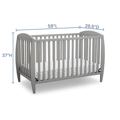 Delta Children Twinkle 4-in-1 Convertible Baby Crib, Sustainable New Zealand Wood, Grey and Delta Children Twinkle Galaxy Dual Sided Recycled Fiber Core Crib and Toddler Mattress (Bundle) - LeafyLoom