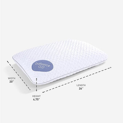 Bedgear Balance Performance Pillow - Size 0.0 - Moisture Wicking Bed Pillow for All Sleep Positions - Medium Firmness Bed Pillow - Hypoallergenic, Washable Removable Cover - 20" W x 26" L x 4.75" H - LeafyLoom