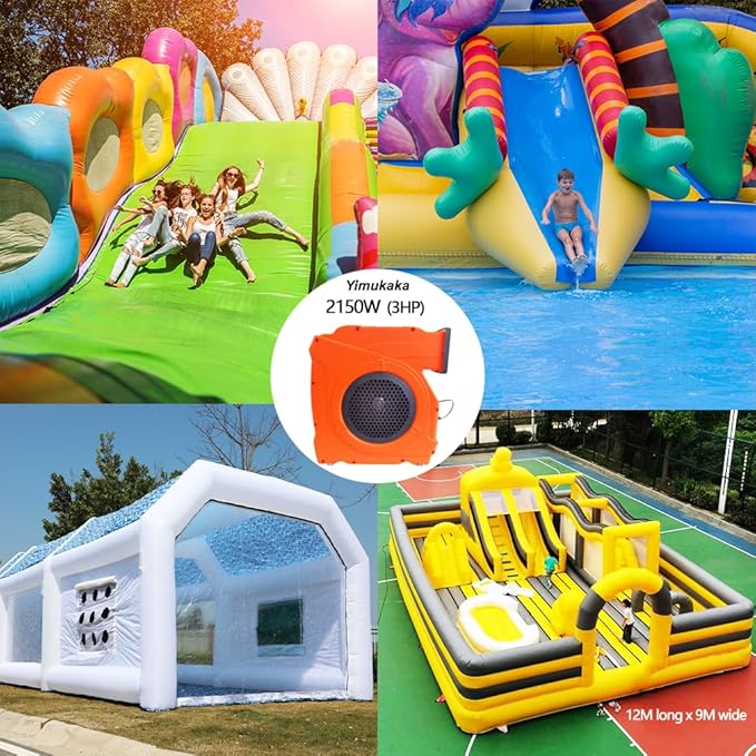 3HP Inflatable Bounce House Blower,2150W Commercial Air Blower for Large Water Slides,Inflatable Paint Booth,Castle and Jump Slides - LeafyLoom