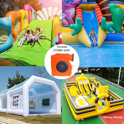 3HP Inflatable Bounce House Blower,2150W Commercial Air Blower for Large Water Slides,Inflatable Paint Booth,Castle and Jump Slides - LeafyLoom