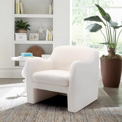 COLAMY Sherpa Accent Chair for Living Room, Living Room Chair, Soft Padded Armchair with Back, Comfy Accent Living Room Chair with Back, Cream - LeafyLoom