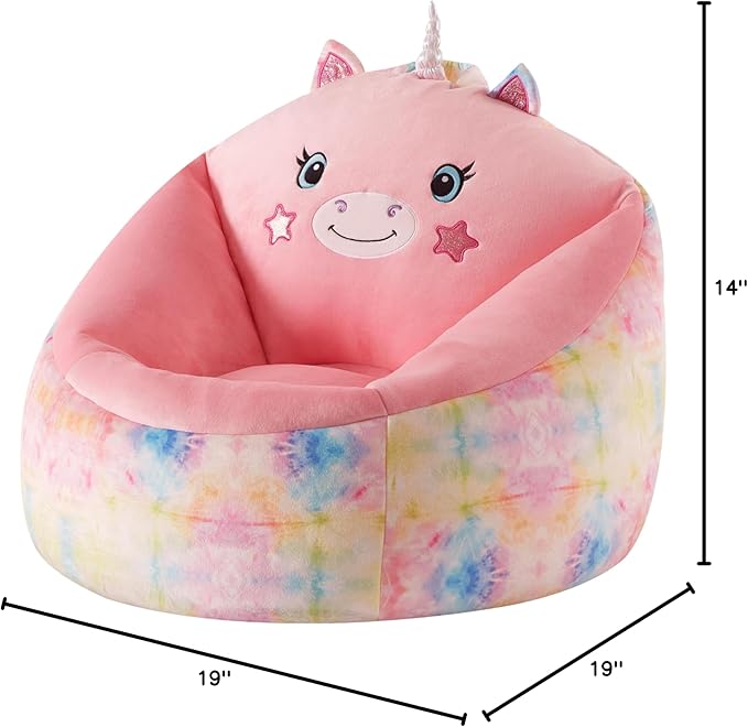 Heritage Kids Micromink Squishy Bean Bag Chair for Kids Ages 3+, Figural Unicorn - LeafyLoom