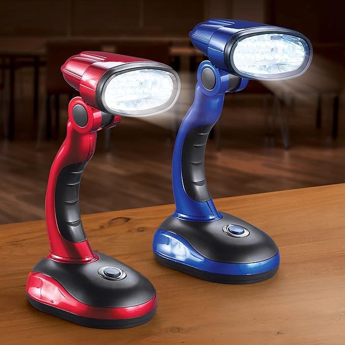 Collections Etc LED Cordless Desk Lamps Perfect for Blackout, Emergencies or Adding Light Wherever You Need it - Set of 2 - LeafyLoom