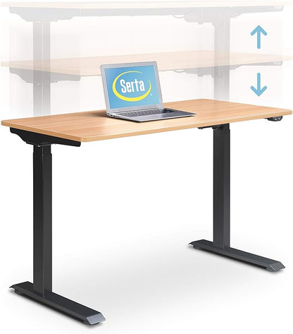 Serta Creativity Electric Height Adjustable Desk, 47" Inch Wood Desktop Sit Stand Table for Office, Work from Home Furniture, Easy to Assemble, Light Brown - LeafyLoom