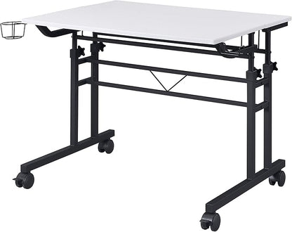 NicBex Laik-DW-00049-DX Desks, 35.25" W x 25" D x 28" H, White+Black - LeafyLoom