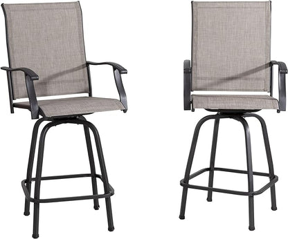 Shintenchi 2 Piece Patio Swivel Bar Stools, Outdoor Height Bar Patio Stools& Bar Chairs Set of 2 with High Back, All-Weather Textile Outdoor High Top Bistro Chairs for Yard,Balcony,Deck - LeafyLoom