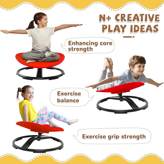 Zhenx Spinning Chair for Kids, Autism Kids Swivel Chair, Kids Sensory Chair, Spinning Chair for Autistic Kids & ADHD Children, Sit and Spin Training Body Coordination(Red) - LeafyLoom