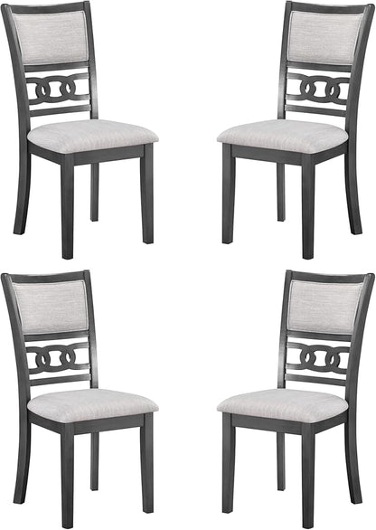 New Classic Furniture Gia Dining Chair (Set of Four), Light Gray Fabric Upholstered Seat & Back Rest, Gray - LeafyLoom