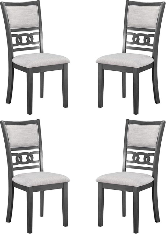 New Classic Furniture Gia Dining Chair (Set of Four), Light Gray Fabric Upholstered Seat & Back Rest, Gray - LeafyLoom