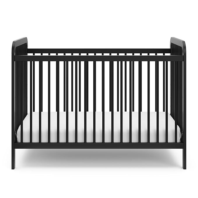 Storkcraft Pasadena 3-in-1 Convertible Crib (Black) – GREENGUARD Gold Certified, Converts to Daybed and Toddler Bed, Fits Standard Full-Size Crib Mattress, Adjustable Mattress Height - LeafyLoom