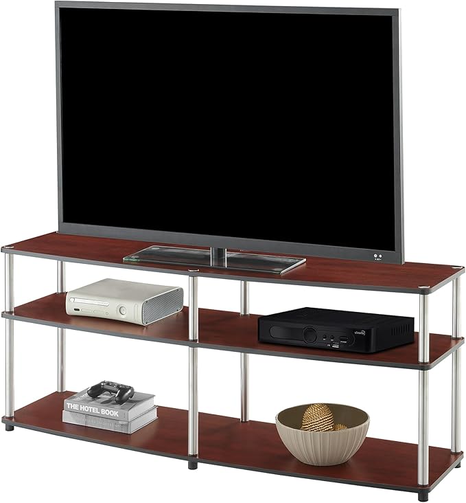 Convenience Concepts Designs2Go 3 Tier 60" TV Stand, Cherry - LeafyLoom