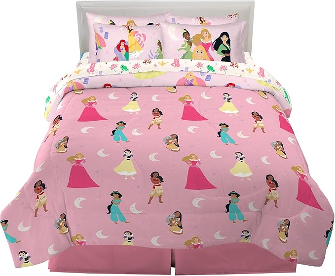 Disney Princess Kids Bedding Super Soft Comforter and Sheet Set with Sham, 7 Piece Full Size, "Official" Disney Product By Franco (PRINTS MAY VARY) - LeafyLoom