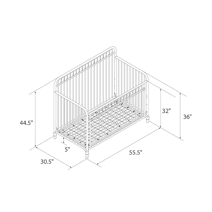 Little Seeds Ivy 3-in-1 Convertible Metal Crib, JMPA Certified, Gold - LeafyLoom