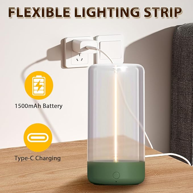 Mini Minimalist Table Lamp Cordless LED Desk Lamp Rechargeable Modern Night Lights Portable Nightstand Lamps Unique Ambient Light Mood Lighting for Bedroom, Beside, Nursery - LeafyLoom