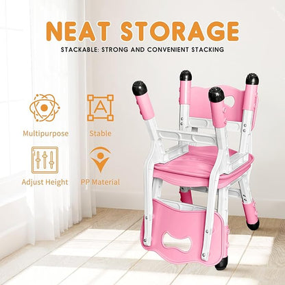 kids chair adjustable height Children chairs suitable for Children age 2-8 with foot covers for home classroom kindergarten and children's venues two-pack - LeafyLoom