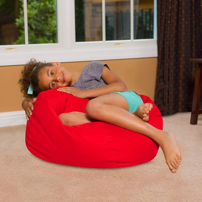 Posh Creations Bean Bag Chair for Kids, Teens, and Adults Includes Removable and Machine Washable Cover, Solid Red, 27in - Medium - LeafyLoom