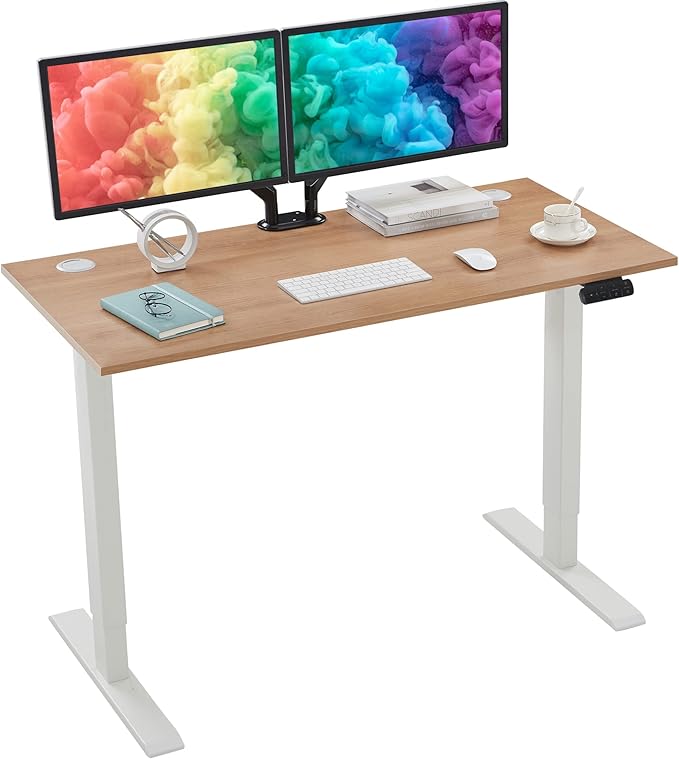 Sunon Sit Laptop Computer Writing Workstations with 3 Pre-Set and USB Port 48" for Home Office Smart Advanced Standing Desk, Oak - LeafyLoom