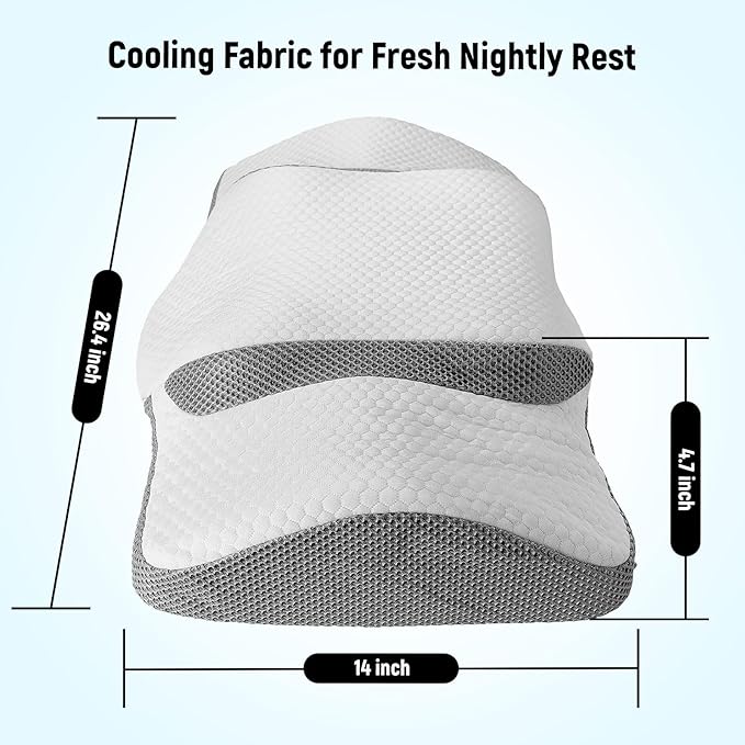 Firm Odorless Pillow Cervical Memory Foam Pillow Pain Relief Pillow for Neck and Shoulder Ergonomic Cooling Bed Pillow Side Back Sleeper - LeafyLoom