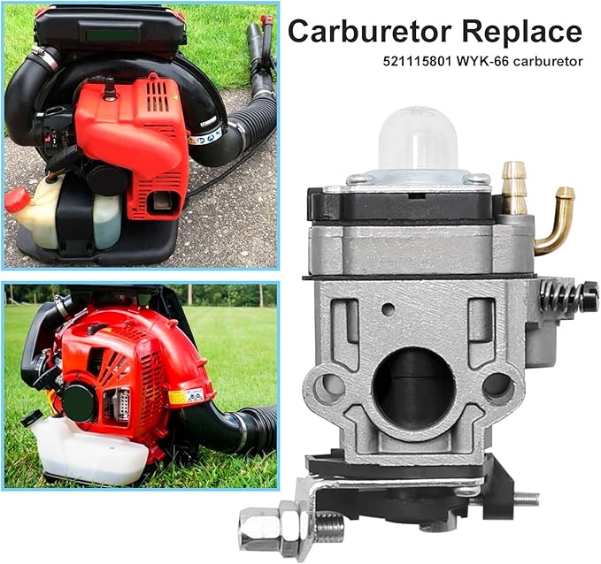 WYK-66 Carburetor with 544271501 Air Filter Replacement for RedMax Backpack Leaf Blower EB4300 EB4400 EB4401 EB431 EB7000 EB7001 - LeafyLoom