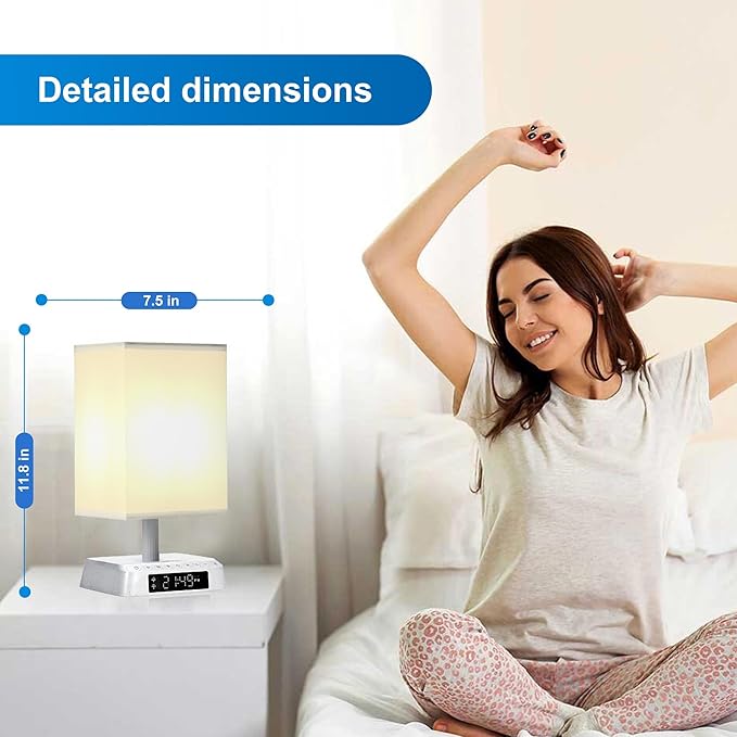 Nightstand Lamp Sound and Light Awakening Bioclock Adjustment lamp Sunrise Wake up lamp Built-in White Noise 3 Color Adjustable for Livingroom Bedroom Office Reading Working - LeafyLoom