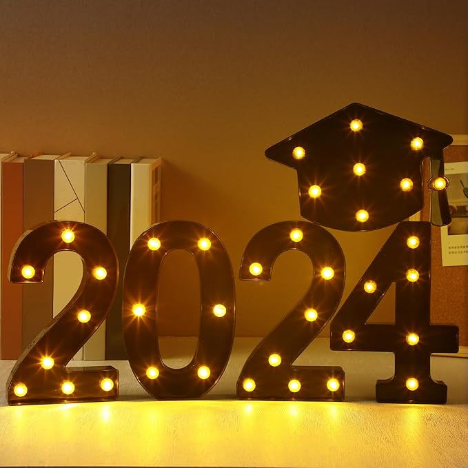 VIHOSE Graduation Bachelor Cap Lights Sign Table Decoration Light up Decoration Battery Powered Graduation Hat for Home Bar Party Bedroom Tabletop Decoration Graduation Gift VIHOSE