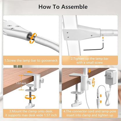 EppieBasic LED Desk lamp,Double Head Architect Desk Lamps for Home Office,Extra Bright Workbench Office Lighting,Eye Protection Modern Desk Light for Monitor Working Reading White 1200LM - LeafyLoom