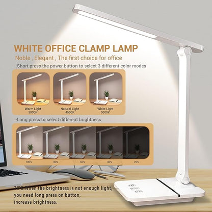 Cordless LED Desk Lamp for Home Office, 6000mAh Rechargeable Battery Operated Table Lamps,Eye-Caring Reading Lamp for Students, 3 Lighting Modes & Brightness Dimmer Light for Kids Study - LeafyLoom